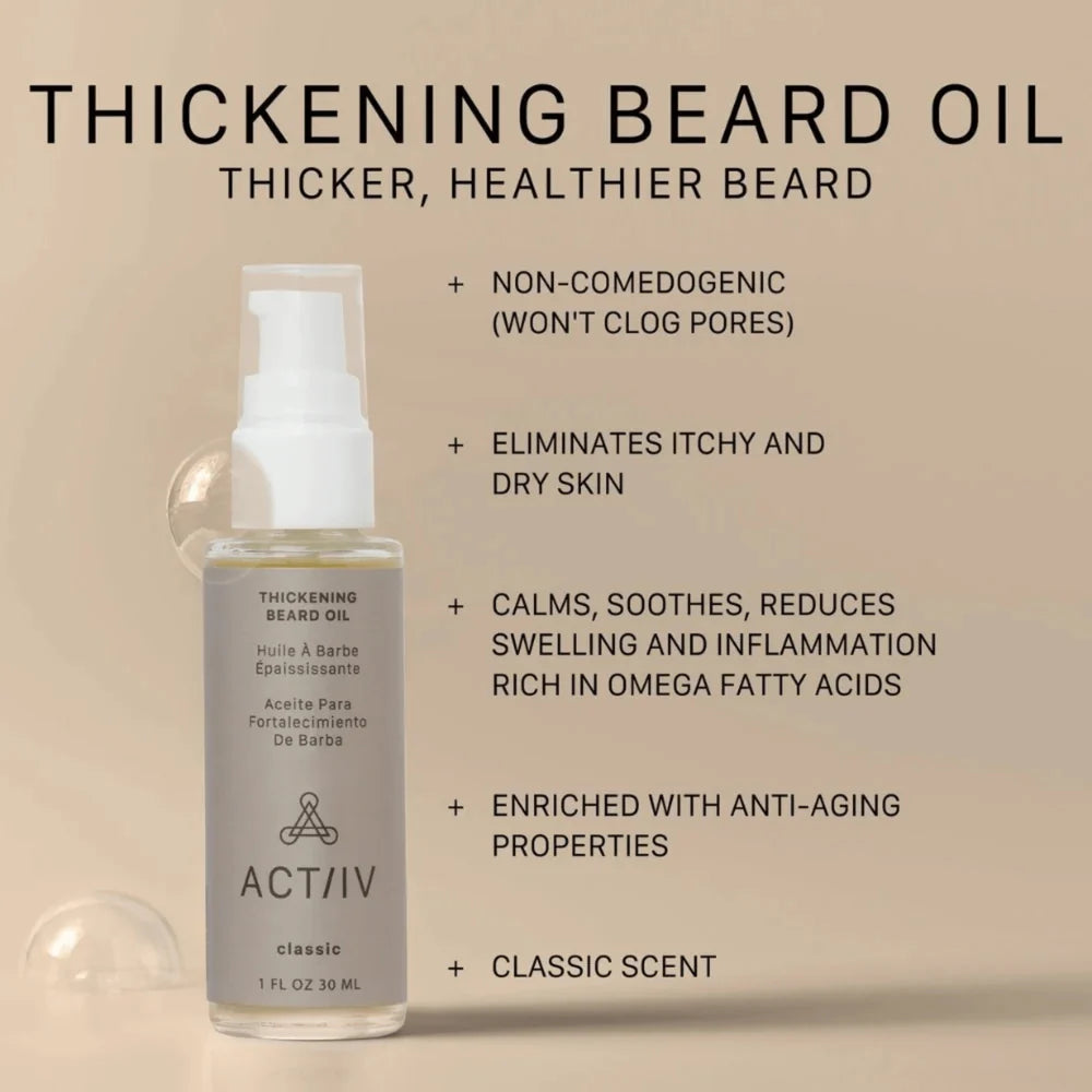 Huile À Barbe Épaississante Classique 30ML | ACT/IV | Soin capillaire