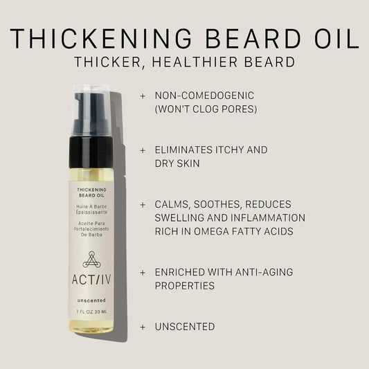 Huile À Barbe Épaississante Sans Odeur 30ML | ACT/IV | Soin capillaire