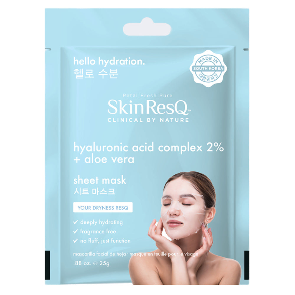 Masques en tissu hydratants Skin RESQ – Complexe d'acide hyaluronique – Fabriqué en Corée du Sud
