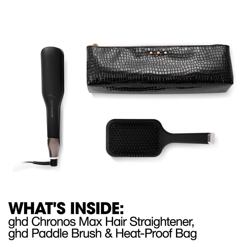 GHD fer plat chronos | Noir | Avec brosse GHD