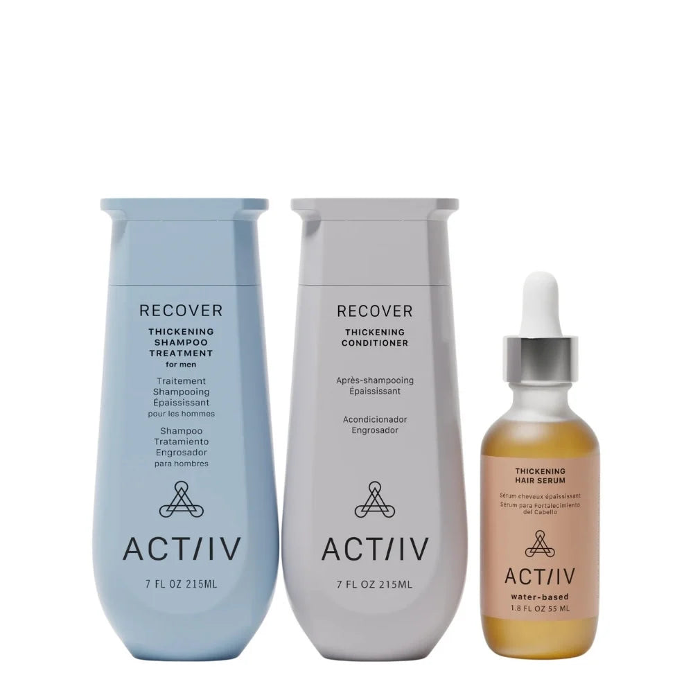 Trio anti-chute shampoing et revitalisant + sérum épaississante à base d'eau - Pour homme | ACTIIV