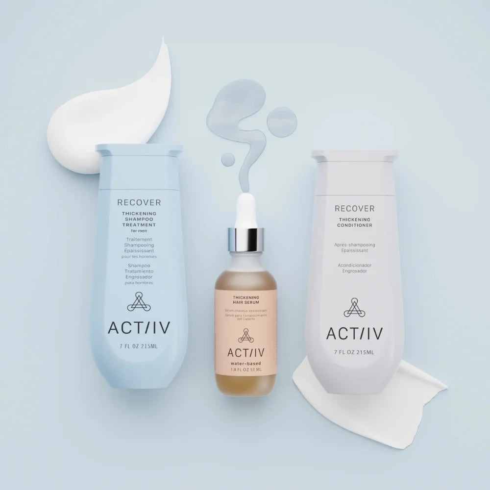 Trio anti-chute shampoing et revitalisant + sérum épaississante à base d'eau - Pour homme | ACTIIV