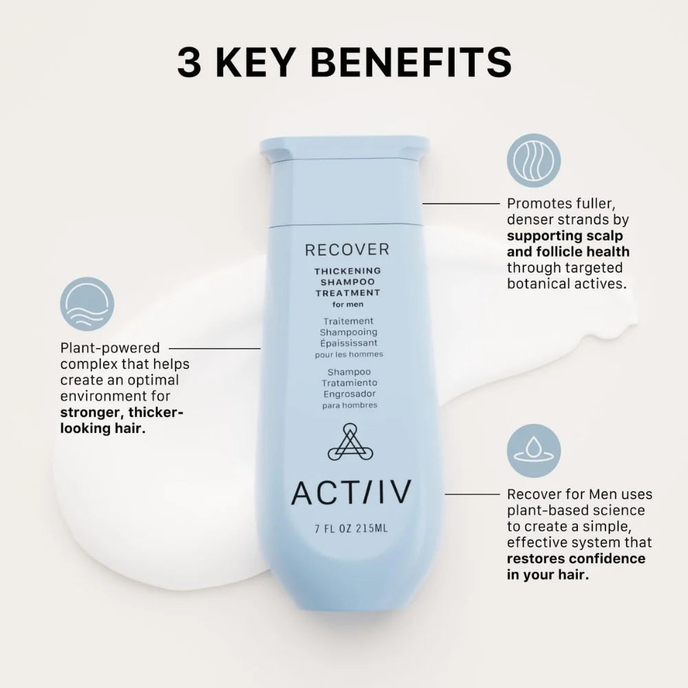 Trio anti-chute shampoing et revitalisant + sérum épaississante à base d'eau - Pour homme | ACTIIV